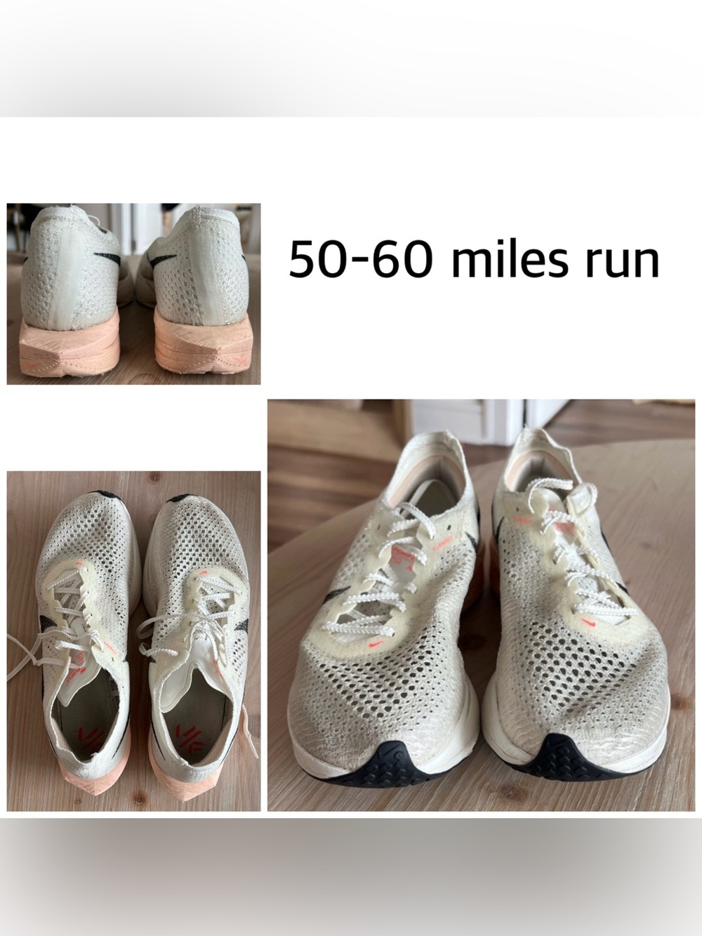 Nike Vaporfly white and pink Size 9